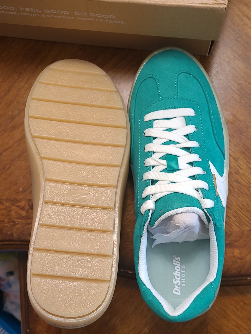 New in box! Dr Scholls Time Off Win Womens 9 Lucky Green Retro Athletic Sneakers - Picture 7 of 9